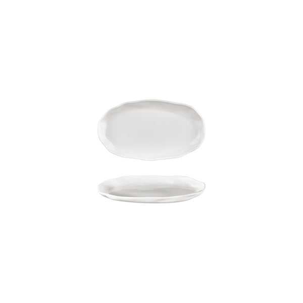 Turgla Amorf 7.5Inch  x 4.25Inch  Organic Warm White Vitrified Plate SKU: T-AFR19OV-12