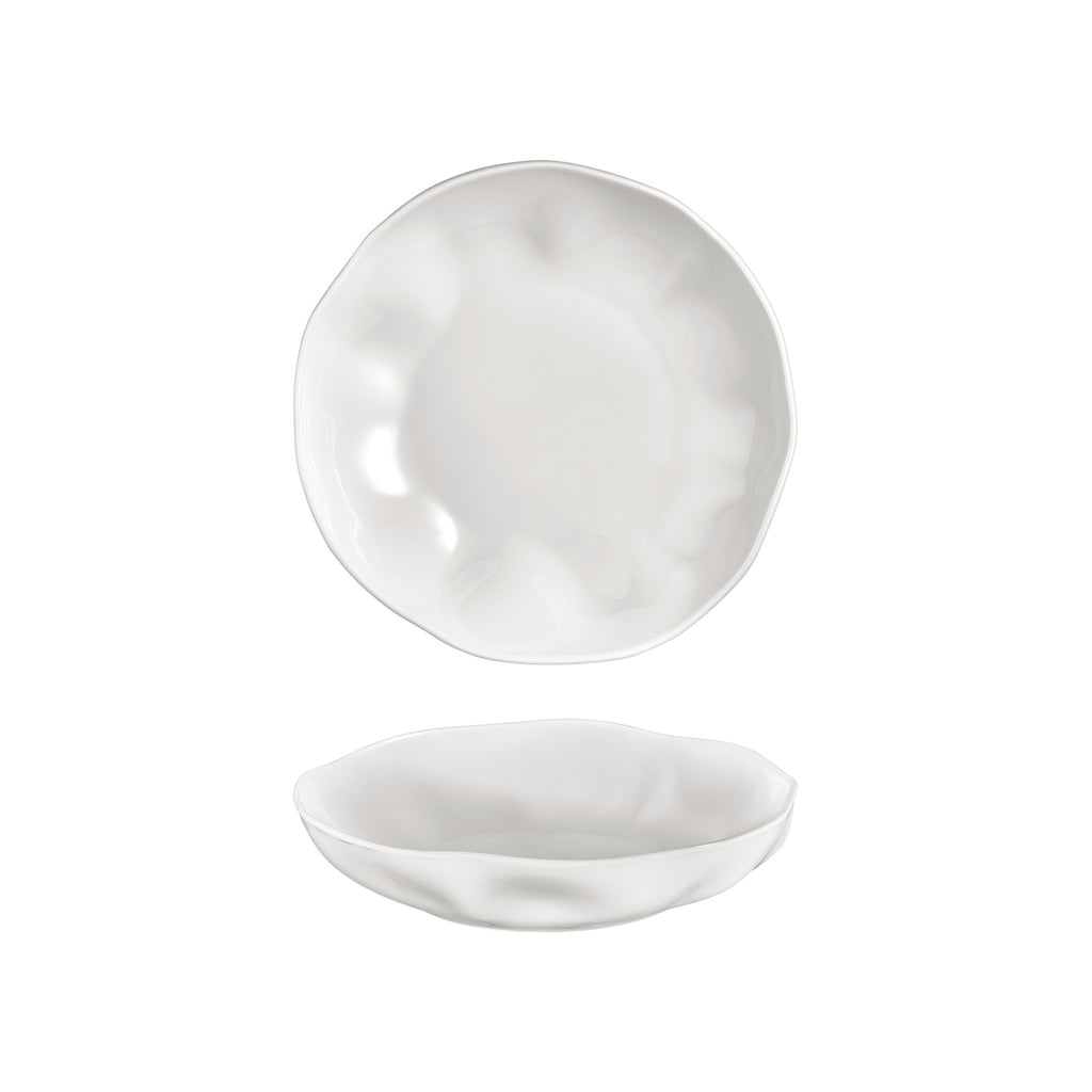 Turgla Amorf 9.75Inch  x 9.75Inch  x h:0Inch  42 oz. Organic Warm White Vitrified Deep Plate SKU: T-AFR25CK-6