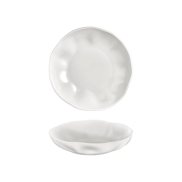 Turgla Amorf 9.75Inch  x 9.75Inch  x h:0Inch  42 oz. Organic Warm White Vitrified Deep Plate SKU: T-AFR25CK-6