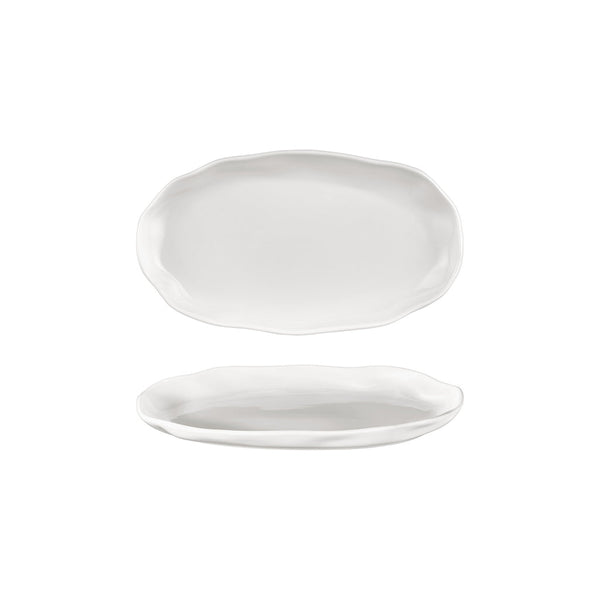 Turgla Amorf 11.5Inch  x 6.5Inch  Organic Warm White Vitrified Plate SKU: T-AFR29OV-6