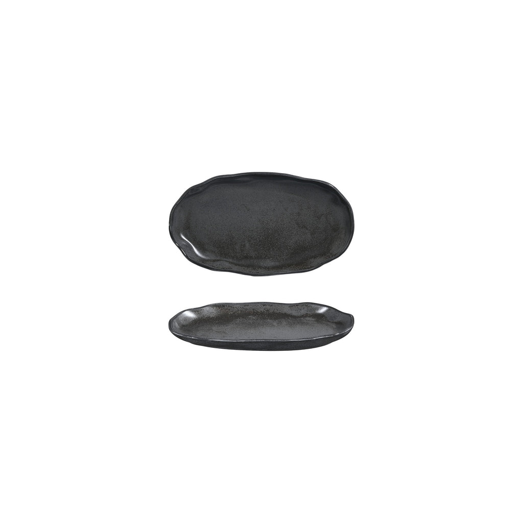 Turgla Amorf Notte 7.5Inch  x 4.25Inch  Organic Black Vitrified Plate SKU: T-AFRNOT19OV-12