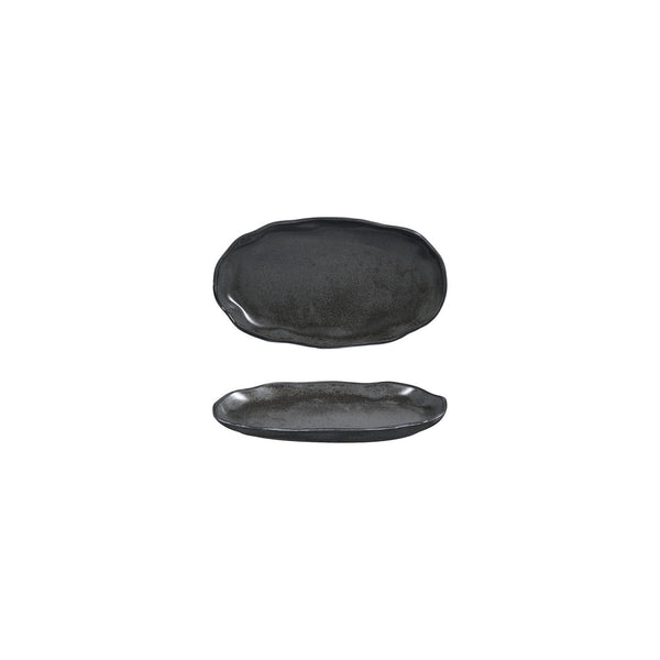 Turgla Amorf Notte 7.5Inch  x 4.25Inch  Organic Black Vitrified Plate SKU: T-AFRNOT19OV-12