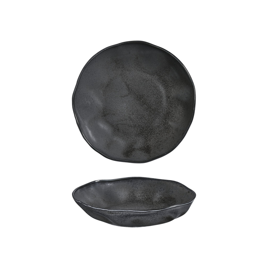 Turgla Amorf Notte 9.75Inch  x 9.75Inch  x h:0Inch  42 oz. Organic Black Vitrified Deep Plate SKU: T-AFRNOT25CK-6