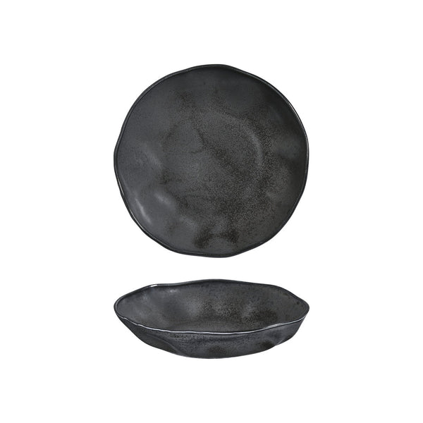 Turgla Amorf Notte 9.75Inch  x 9.75Inch  x h:0Inch  42 oz. Organic Black Vitrified Deep Plate SKU: T-AFRNOT25CK-6