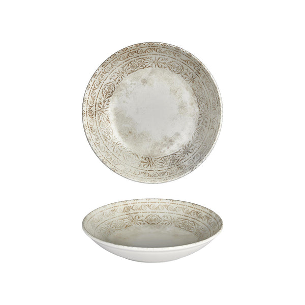 Turgla Antico dia.9.75Inch  h:2Inch  44 oz. Round Brown Vitrified Deep Plate SKU: T-ANFL25CK-6