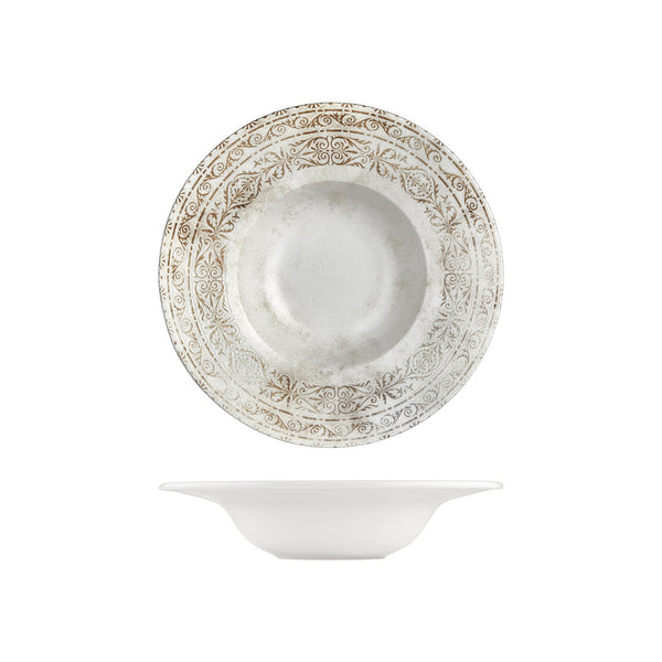 Turgla Antico dia.11Inch  h:2.25Inch  16 oz. Round Brown Vitrified Deep Plate SKU: T-ANGT28CK-6
