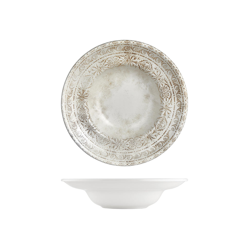 Turgla Antico dia.10.75Inch  h:2.5Inch  17 oz. Round Brown Vitrified Deep Plate SKU: T-ANZT27CK-6