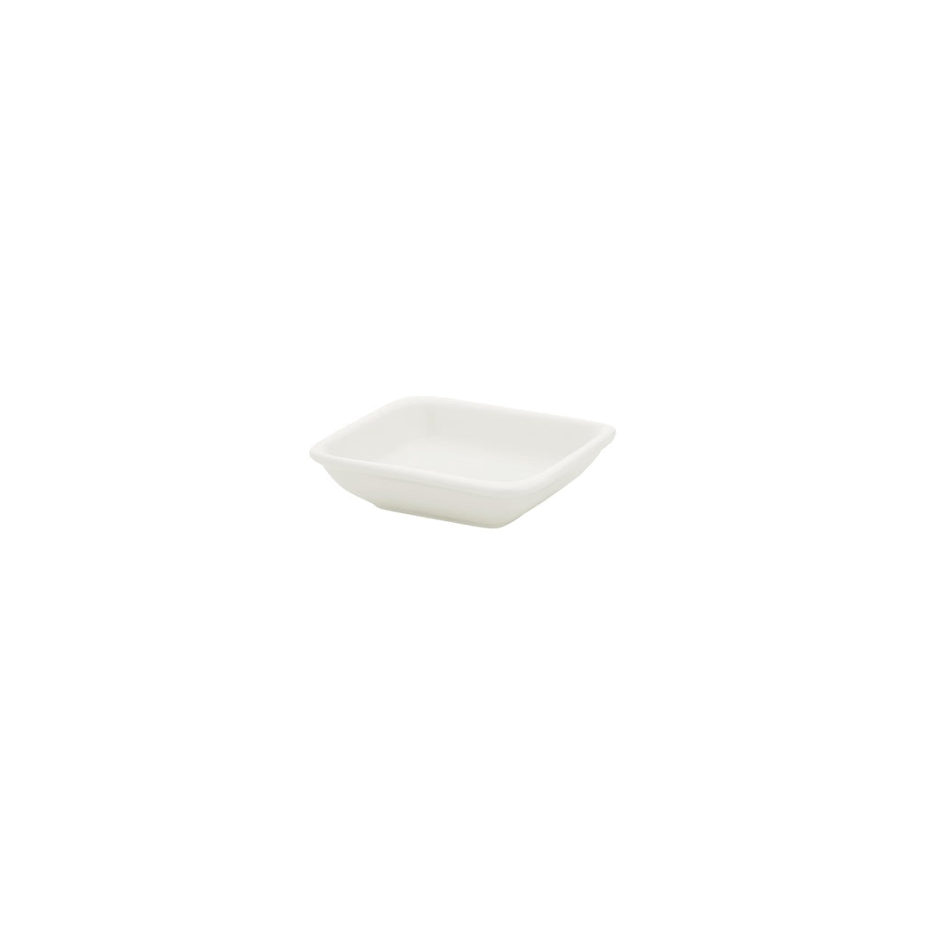 Turgla Gourmet 4Inch  x 3.5Inch  x h:0.5Inch  2 oz. Square Warm White Vitrified Bowl SKU: T-AR13KS-24