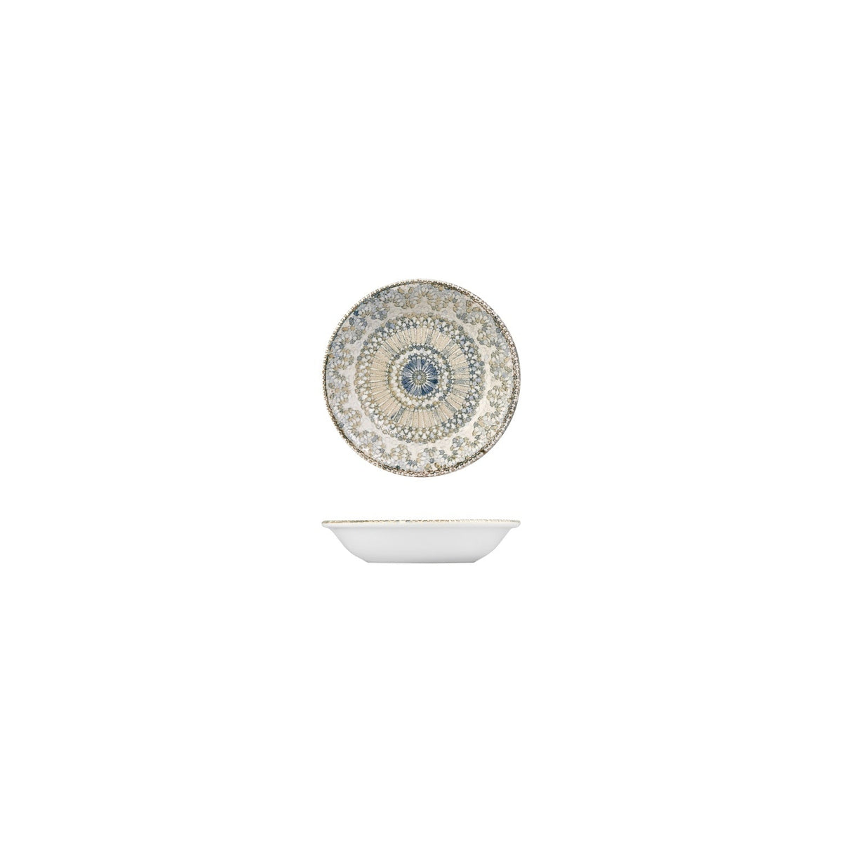 Turgla Azora dia.5" h:1" 5 oz. Round Decorated Vitrified Deep Plate SKU: T-AZZT13CK-24