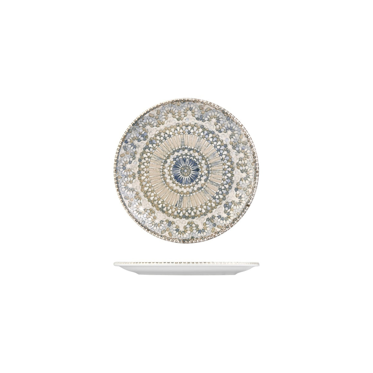 Turgla Azora dia.8.25" Round Decorated Vitrified Plate SKU: T-AZZT21DZ-12