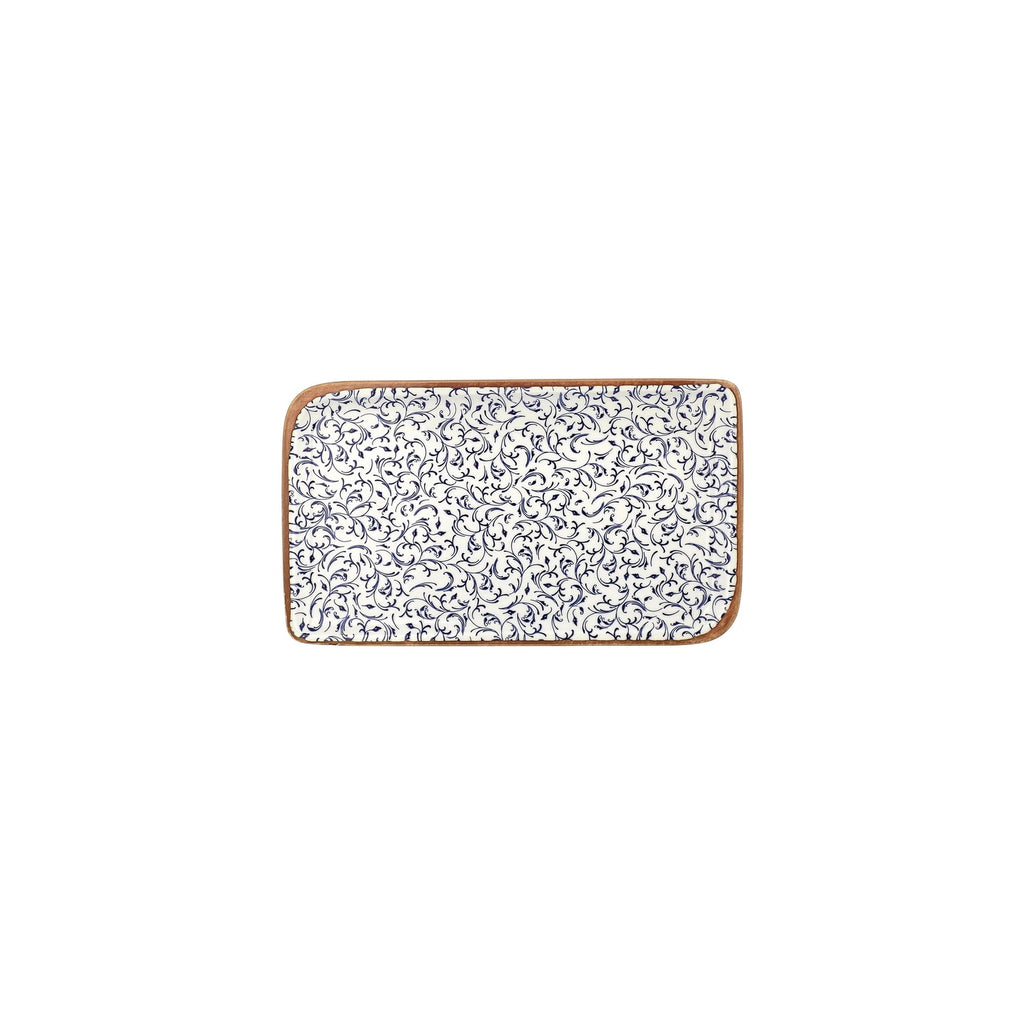 Turgla Edera 9.5Inch  x 6Inch  Rectangular Blue Vitrified Plate SKU: T-EAAR28DT-12