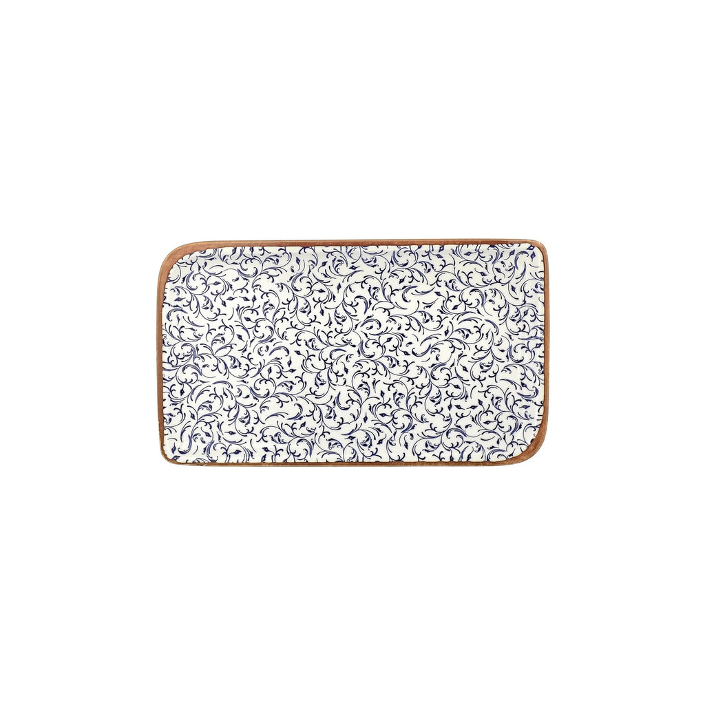 Turgla Edera 11.75Inch  x 7Inch  x h:0Inch  Rectangular Blue Vitrified Platter SKU: T-EAAR34DT-6
