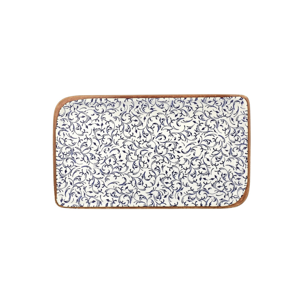 Turgla Edera 13.75Inch  x 8.25Inch  x h:0Inch  Rectangular Blue Vitrified Platter SKU: T-EAAR40DT-6
