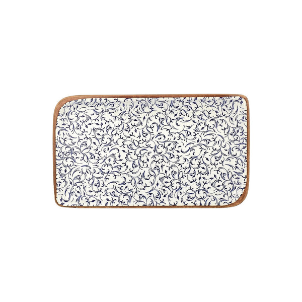 Turgla Edera 13.75Inch  x 8.25Inch  x h:0Inch  Rectangular Blue Vitrified Platter SKU: T-EAAR40DT-6