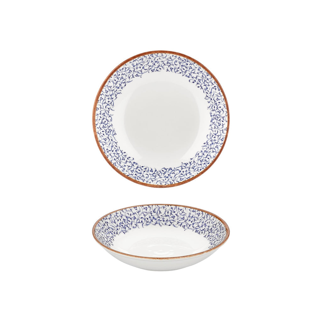 Turgla Edera dia.9Inch  h:1.75Inch  34 oz. Round Blue Vitrified Deep Plate SKU: T-EAFL23CK-6