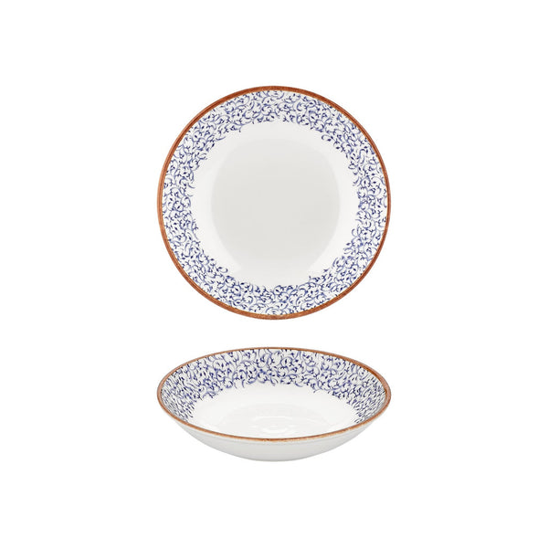 Turgla Edera dia.9Inch  h:1.75Inch  34 oz. Round Blue Vitrified Deep Plate SKU: T-EAFL23CK-6