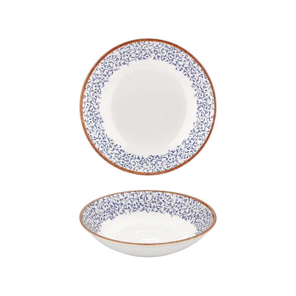 Turgla Edera dia.9.75Inch  h:2Inch  44 oz. Round Blue Vitrified Deep Plate SKU: T-EAFL25CK-6