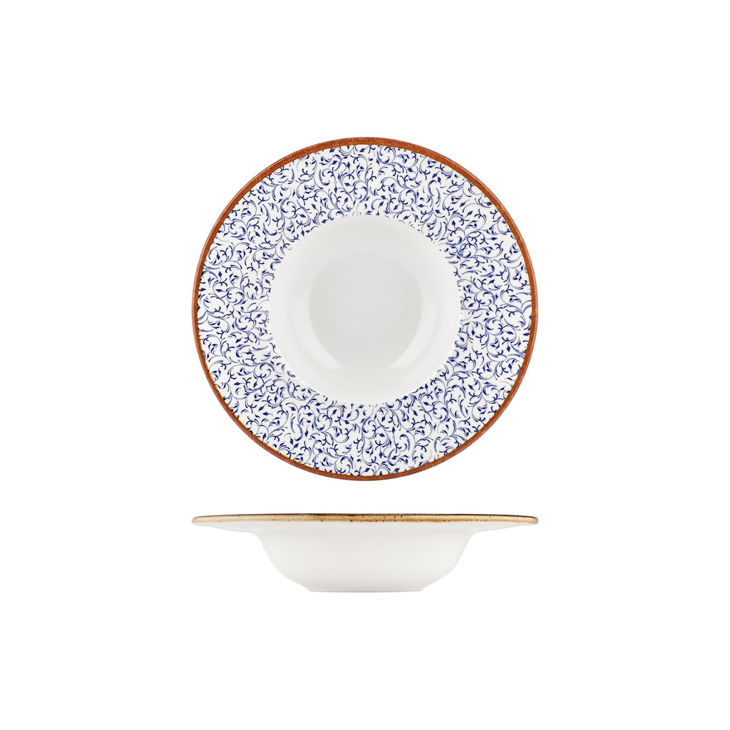 Turgla Edera dia.9.75Inch  h:2Inch  14 oz. Round Blue Vitrified Deep Plate SKU: T-EAGT25CK-6