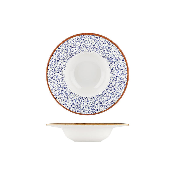 Turgla Edera dia.9.75Inch  h:2Inch  14 oz. Round Blue Vitrified Deep Plate SKU: T-EAGT25CK-6