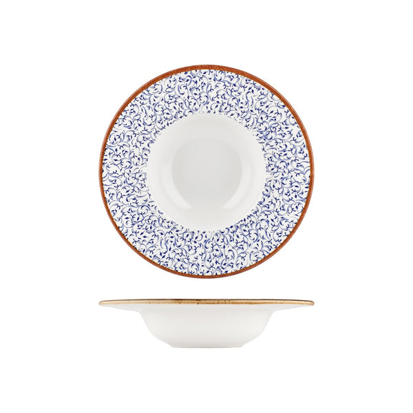 Turgla Edera dia.11Inch  h:2.25Inch  16 oz. Round Blue Vitrified Deep Plate SKU: T-EAGT28CK-6