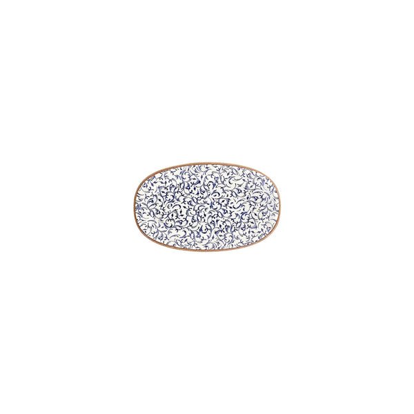 Turgla Edera 7.5Inch  x 4.25Inch  x h:1Inch  Oval Blue Vitrified Platter SKU: T-EAZT19OV-12