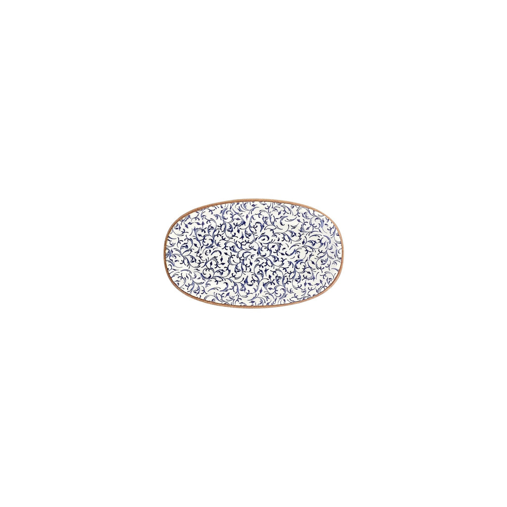 Turgla Edera 7.5Inch  x 4.25Inch  x h:1Inch  Oval Blue Vitrified Platter SKU: T-EAZT19OV-12