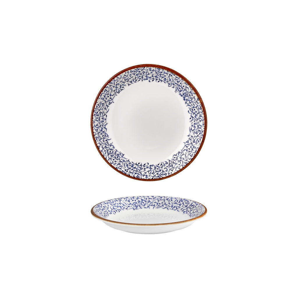Turgla Edera dia.8.25Inch  h:0Inch  17 oz. Round Blue Vitrified Deep Plate SKU: T-EAZT21CK-12
