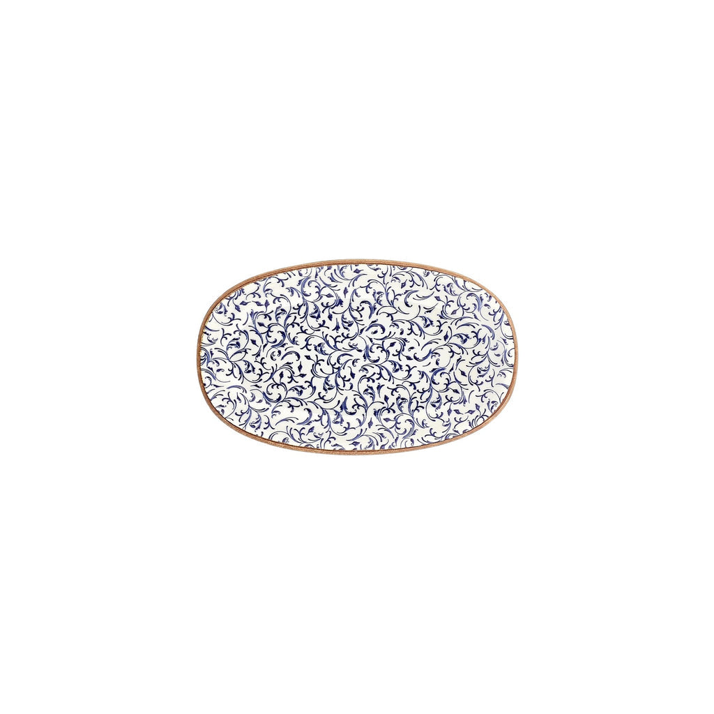 Turgla Edera 9.5Inch  x 5.75Inch  x h:1Inch  Oval Blue Vitrified Platter SKU: T-EAZT24OV-12