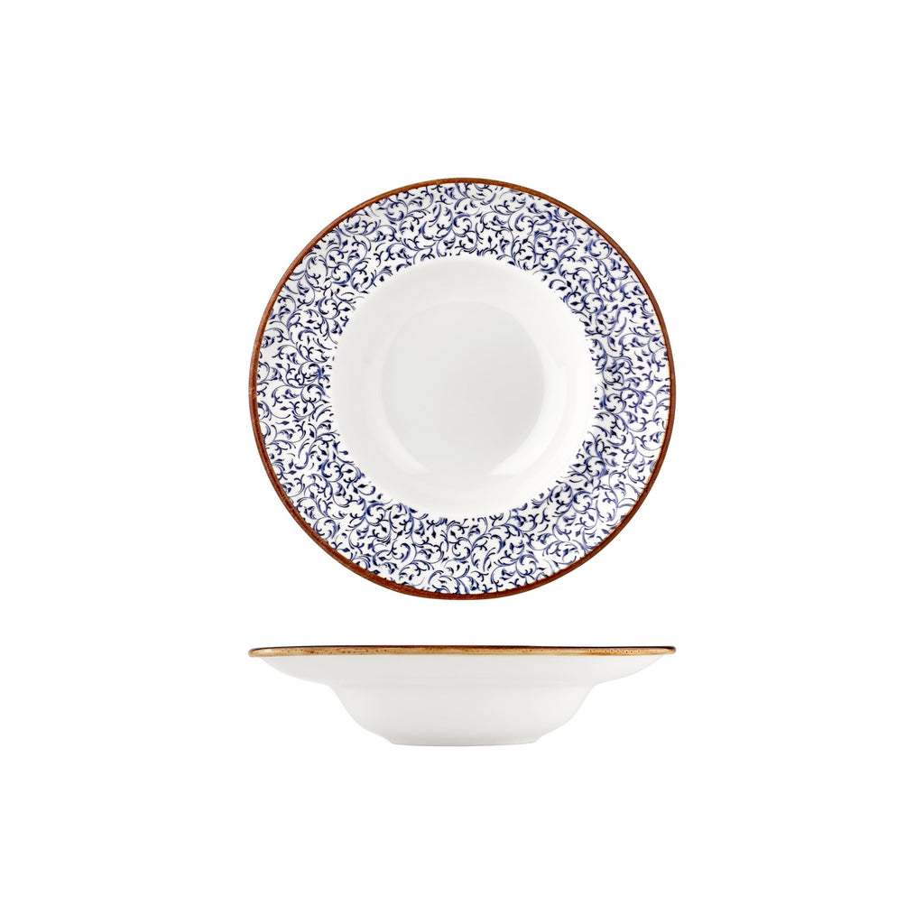 Turgla Edera dia.9.75Inch  h:2.25Inch  14 oz. Round Blue Vitrified Deep Plate SKU: T-EAZT25CK-6