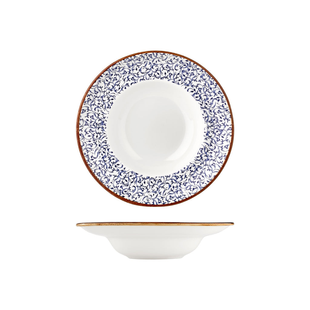 Turgla Edera dia.10.75Inch  h:2.5Inch  17 oz. Round Blue Vitrified Deep Plate SKU: T-EAZT27CK-6