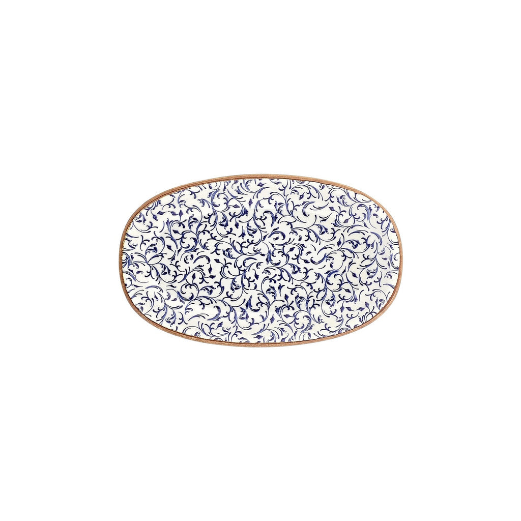 Turgla Edera 11.5Inch  x 7Inch  x h:1.25Inch  Oval Blue Vitrified Platter SKU: T-EAZT29OV-6
