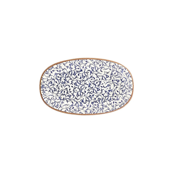 Turgla Edera 11.5Inch  x 7Inch  x h:1.25Inch  Oval Blue Vitrified Platter SKU: T-EAZT29OV-6