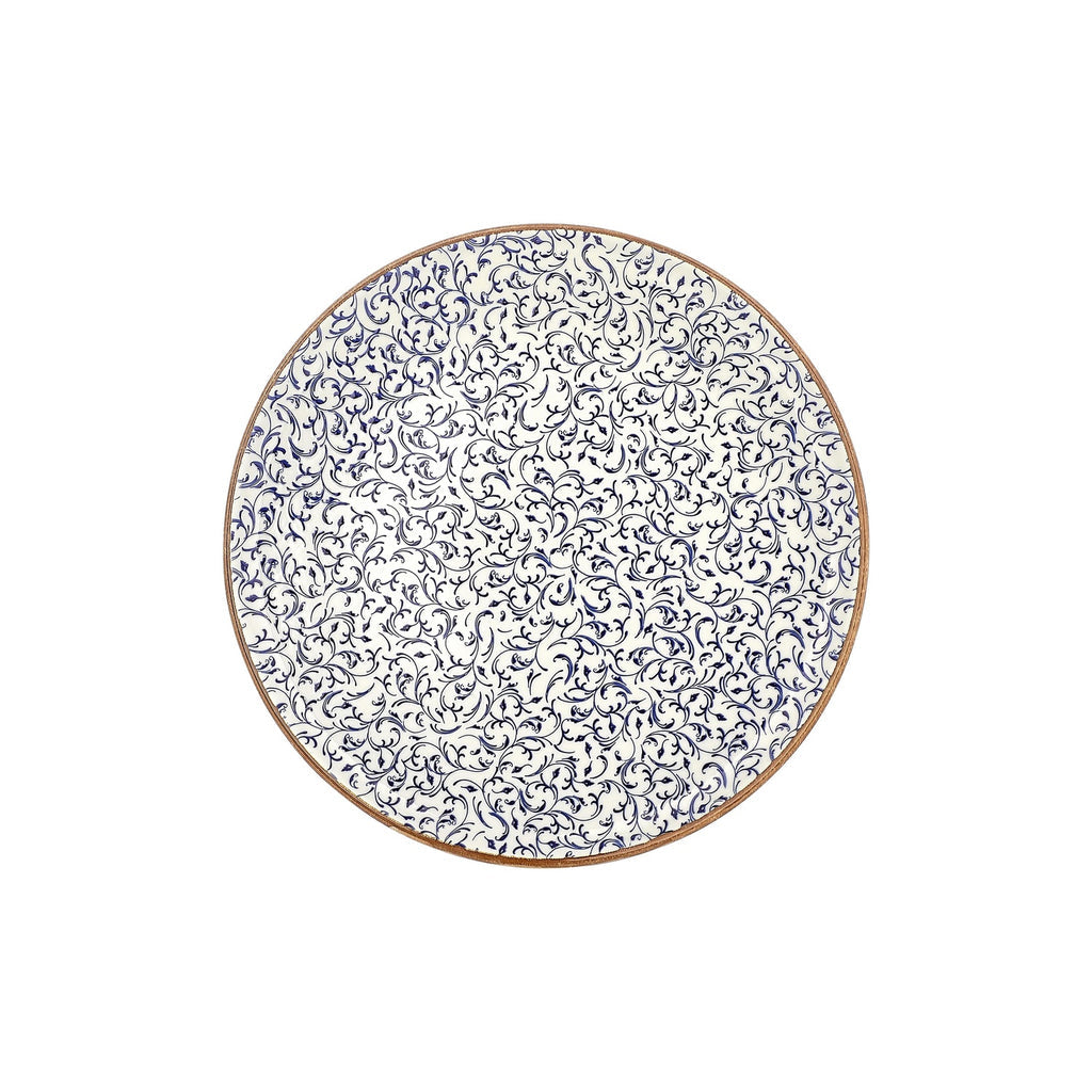Turgla Edera dia.12.5Inch  x 12.5Inch  Round Blue Vitrified Pizza Plate SKU: T-EAZT32PZT-6