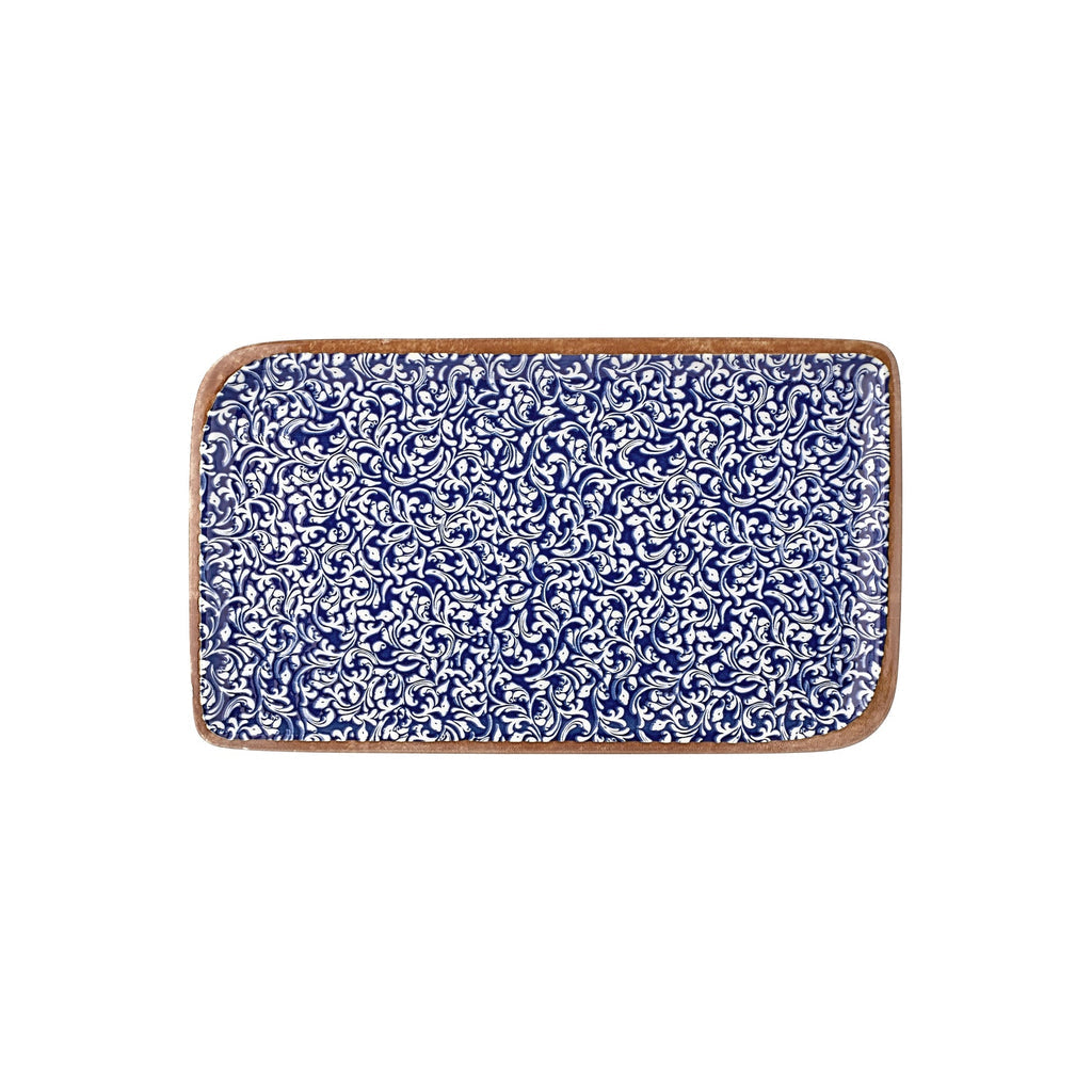 Turgla Edera Cobalt 13.75Inch  x 6.25Inch  x h:0Inch  Rectangular Blue Vitrified Platter SKU: T-ECAR38DT-6