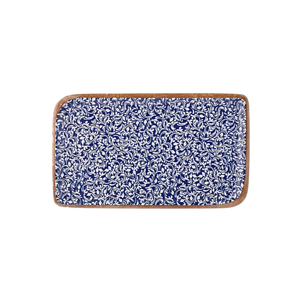 Turgla Edera Cobalt 13.75Inch  x 6.25Inch  x h:0Inch  Rectangular Blue Vitrified Platter SKU: T-ECAR38DT-6