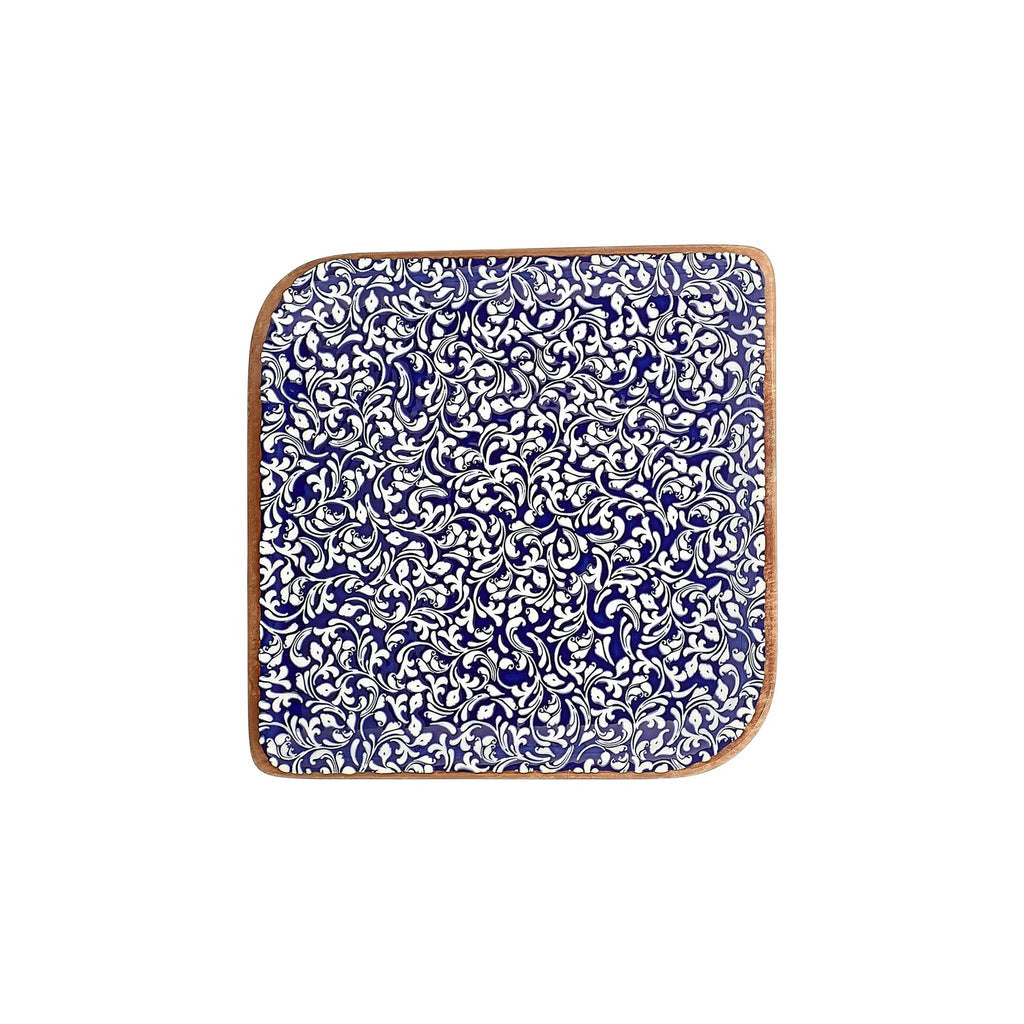Turgla Edera Cobalt 11Inch  x 11Inch  Square Blue Vitrified Plate SKU: T-ECAR38KR-6