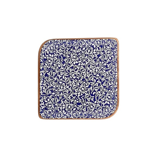 Turgla Edera Cobalt 11Inch  x 11Inch  Square Blue Vitrified Plate SKU: T-ECAR38KR-6
