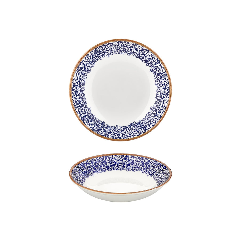 Turgla Edera Cobalt dia.9Inch  h:1.75Inch  34 oz. Round Blue Vitrified Deep Plate SKU: T-ECFL23CK-6