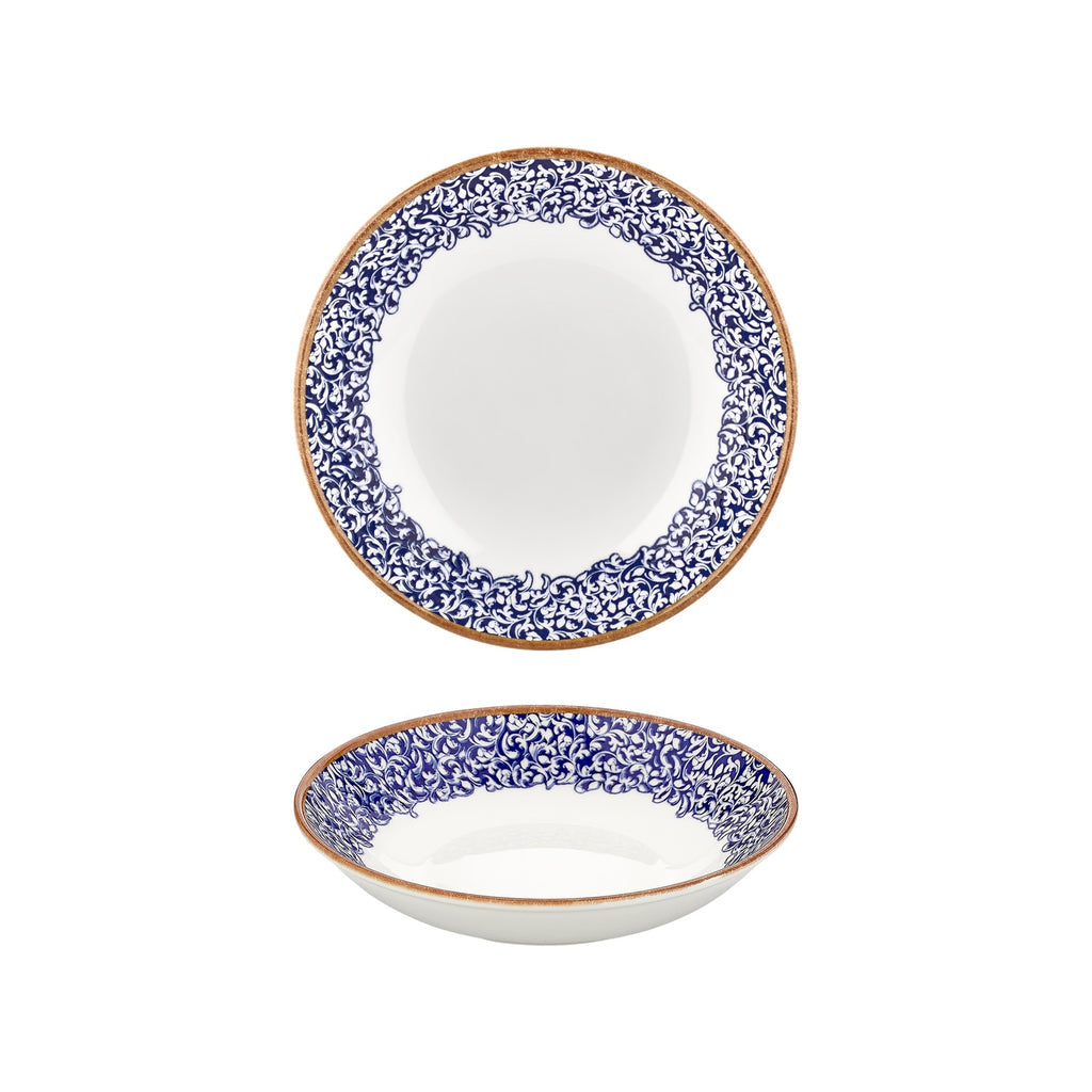 Turgla Edera Cobalt dia.9.75Inch  h:2Inch  44 oz. Round Blue Vitrified Deep Plate SKU: T-ECFL25CK-6