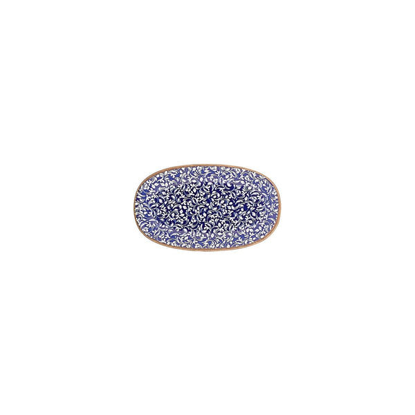 Turgla Edera Cobalt 7.5Inch  x 4.25Inch  x h:1Inch  Oval Blue Vitrified Platter SKU: T-ECZT19OV-12