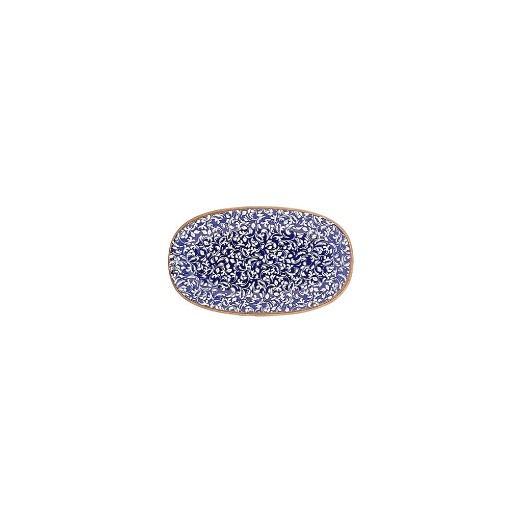 Turgla Edera Cobalt 7.5Inch  x 4.25Inch  x h:1Inch  Oval Blue Vitrified Platter SKU: T-ECZT19OV-12