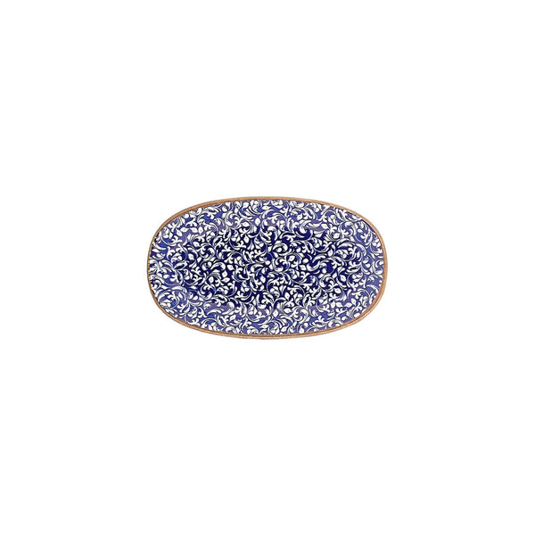 Turgla Edera Cobalt 9.5Inch  x 5.75Inch  x h:1Inch  Oval Blue Vitrified Platter SKU: T-ECZT24OV-12