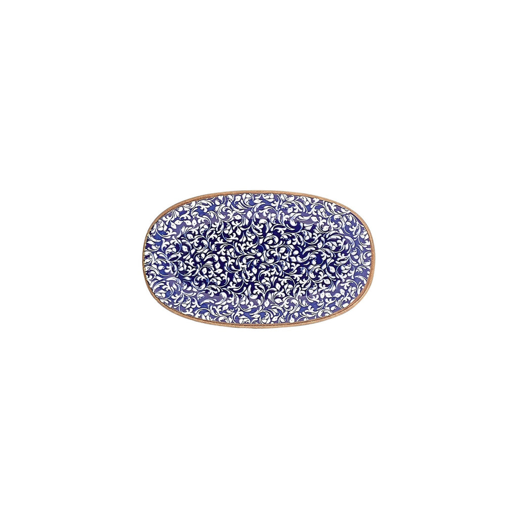 Turgla Edera Cobalt 9.5Inch  x 5.75Inch  x h:1Inch  Oval Blue Vitrified Platter SKU: T-ECZT24OV-12