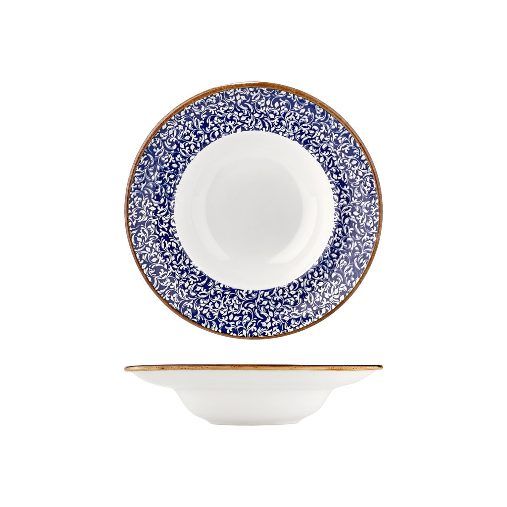 Turgla Edera Cobalt dia.10.75Inch  h:2.5Inch  17 oz. Round Blue Vitrified Deep Plate SKU: T-ECZT27CK-6