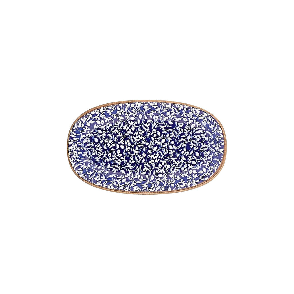 Turgla Edera Cobalt 11.5Inch  x 7Inch  x h:1.25Inch  Oval Blue Vitrified Platter SKU: T-ECZT29OV-6