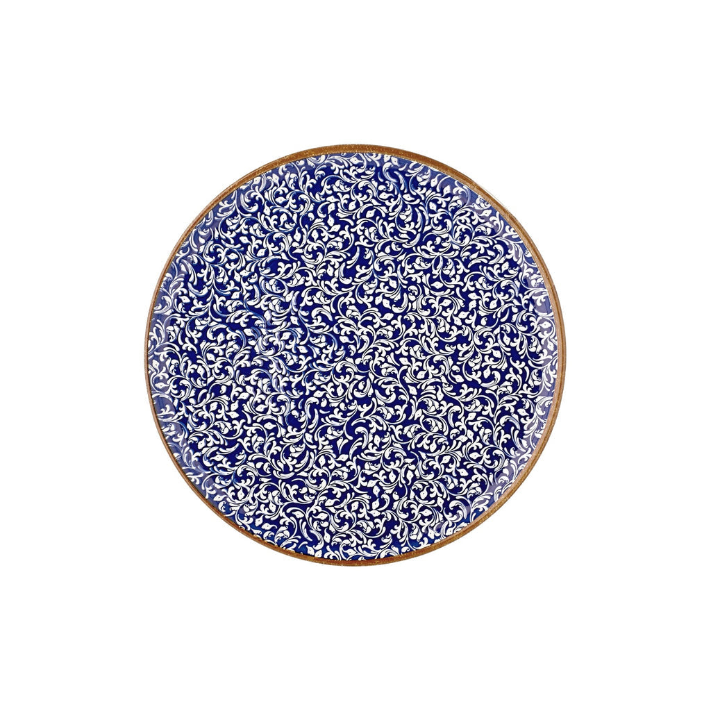 Turgla Edera Cobalt dia.12.5Inch  x 12.5Inch  Round Blue Vitrified Pizza Plate SKU: T-ECZT32PZT-6