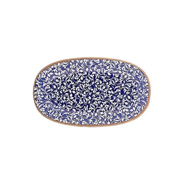 Turgla Edera Cobalt 13.5Inch  x 8Inch  x h:1.5Inch  Oval Blue Vitrified Platter SKU: T-ECZT34OV-6