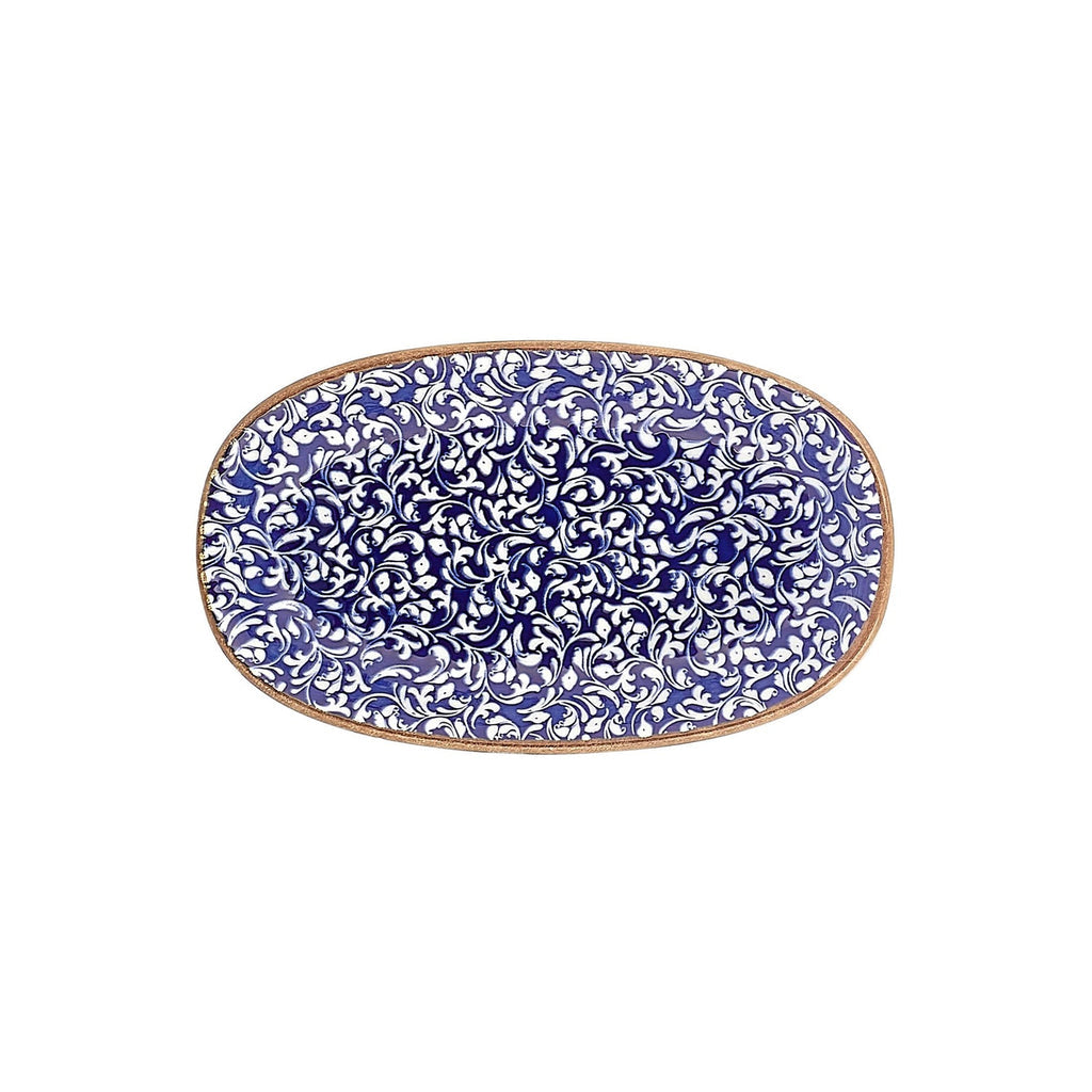 Turgla Edera Cobalt 13.5Inch  x 8Inch  x h:1.5Inch  Oval Blue Vitrified Platter SKU: T-ECZT34OV-6