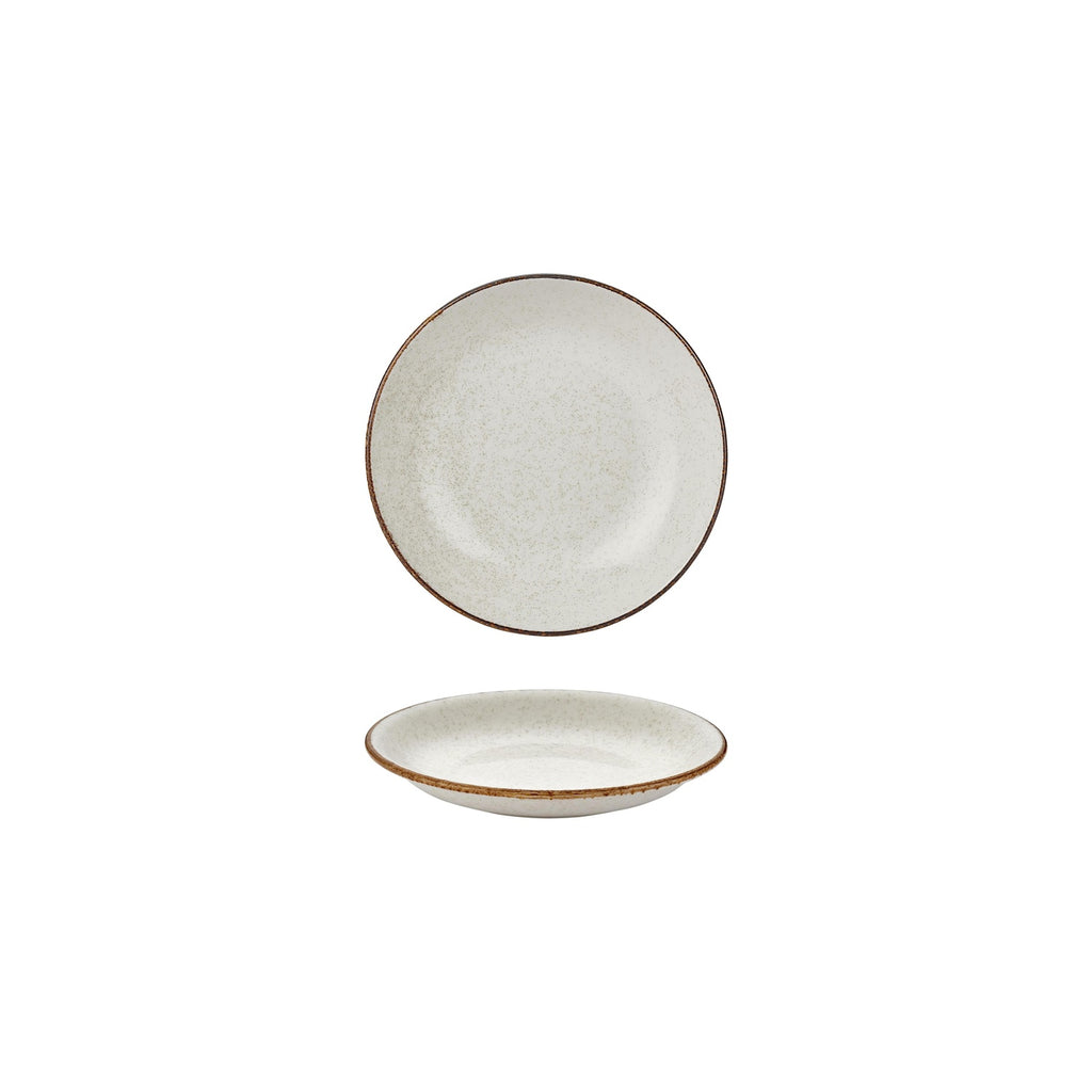 Turgla Dust dia.5Inch  h:1Inch  5 oz. Round Beige Vitrified Deep Plate SKU: T-EFDSZT13CK-24