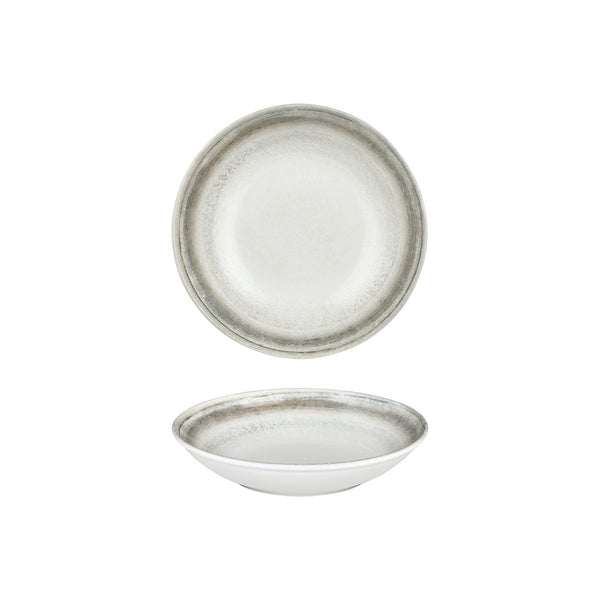 Turgla Ephyra dia.9Inch  h:1.75Inch  34 oz. Round Gray Vitrified Deep Plate SKU: T-EPHFL23CK-6